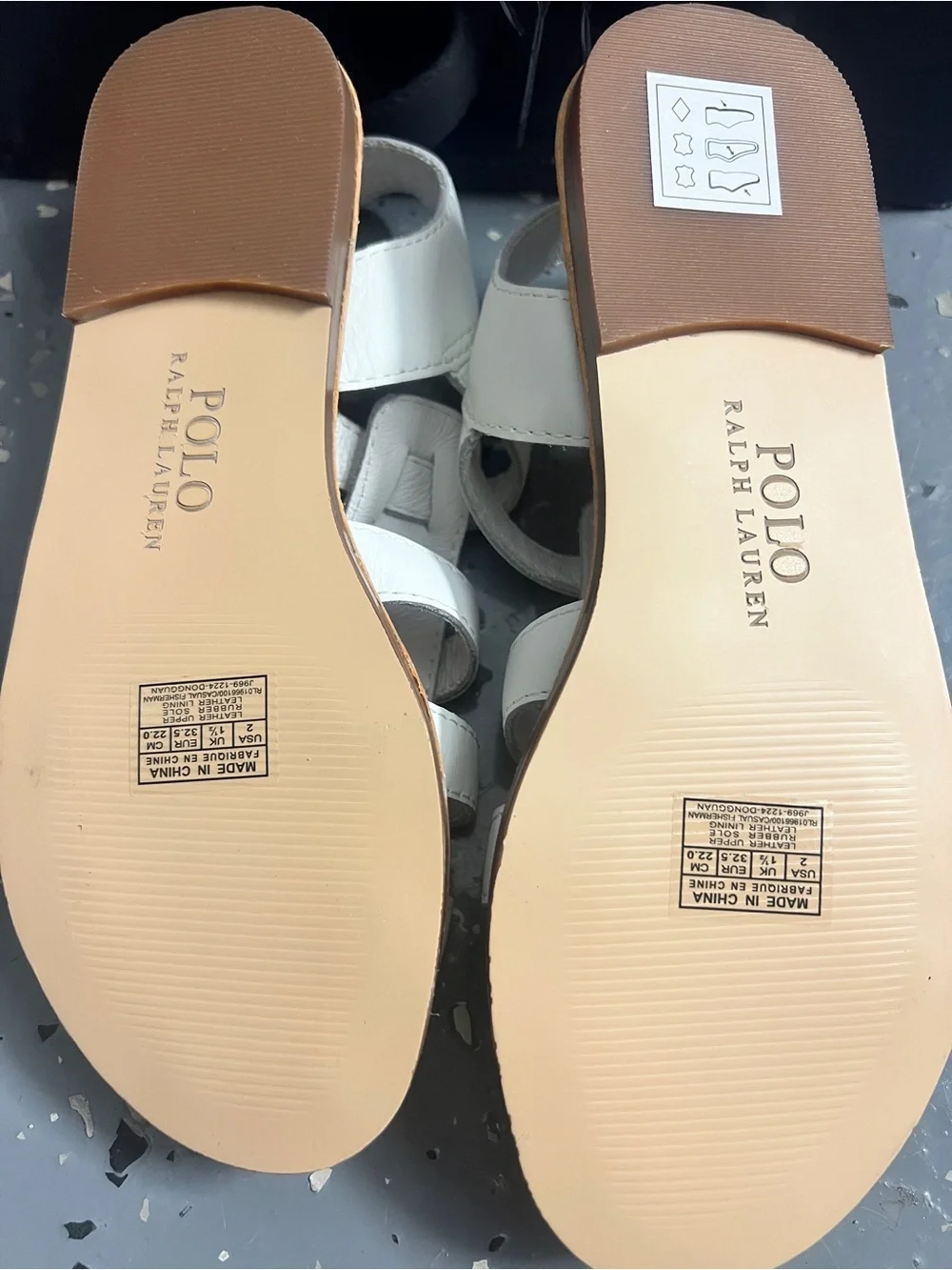 Polo by Ralph Lauren casual fisherman white Leather Sandals KIDS SIZE 2